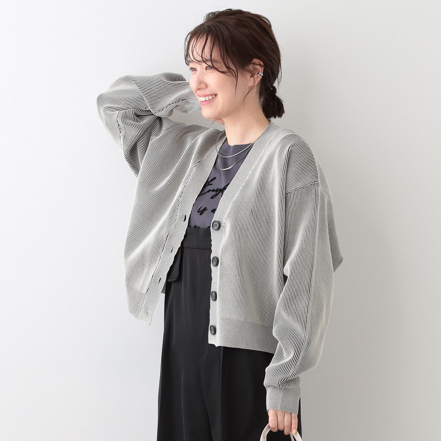 SHOO･LA･RUE「【着丈が選べる】スポンディッシュ配色畦カーディガン」|カーディガン|