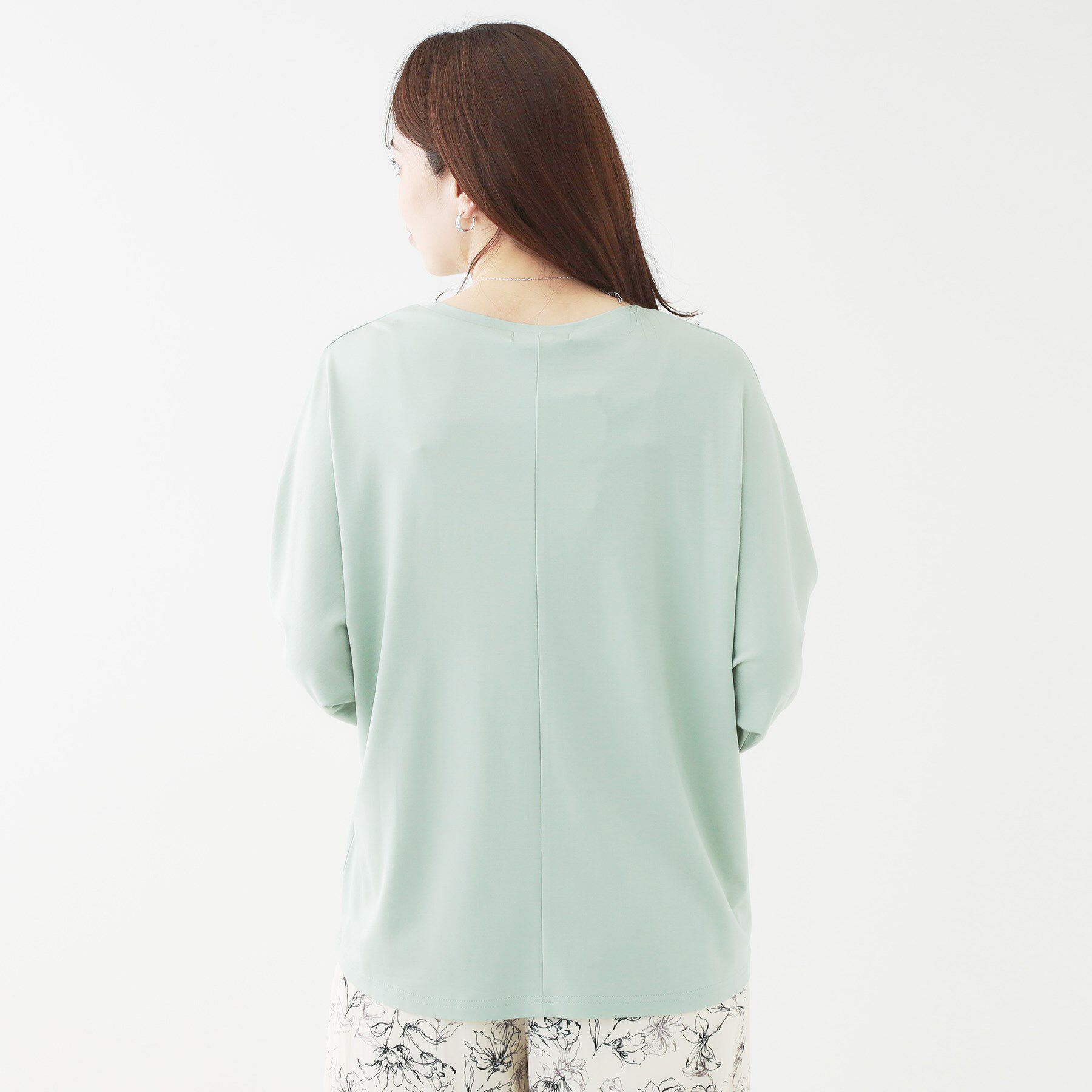 SHOO･LA･RUE「【ひんやり/UV/二の腕カバー】肘まで隠れるとろみドルマン5分袖トップス」|Tシャツ・カットソー|