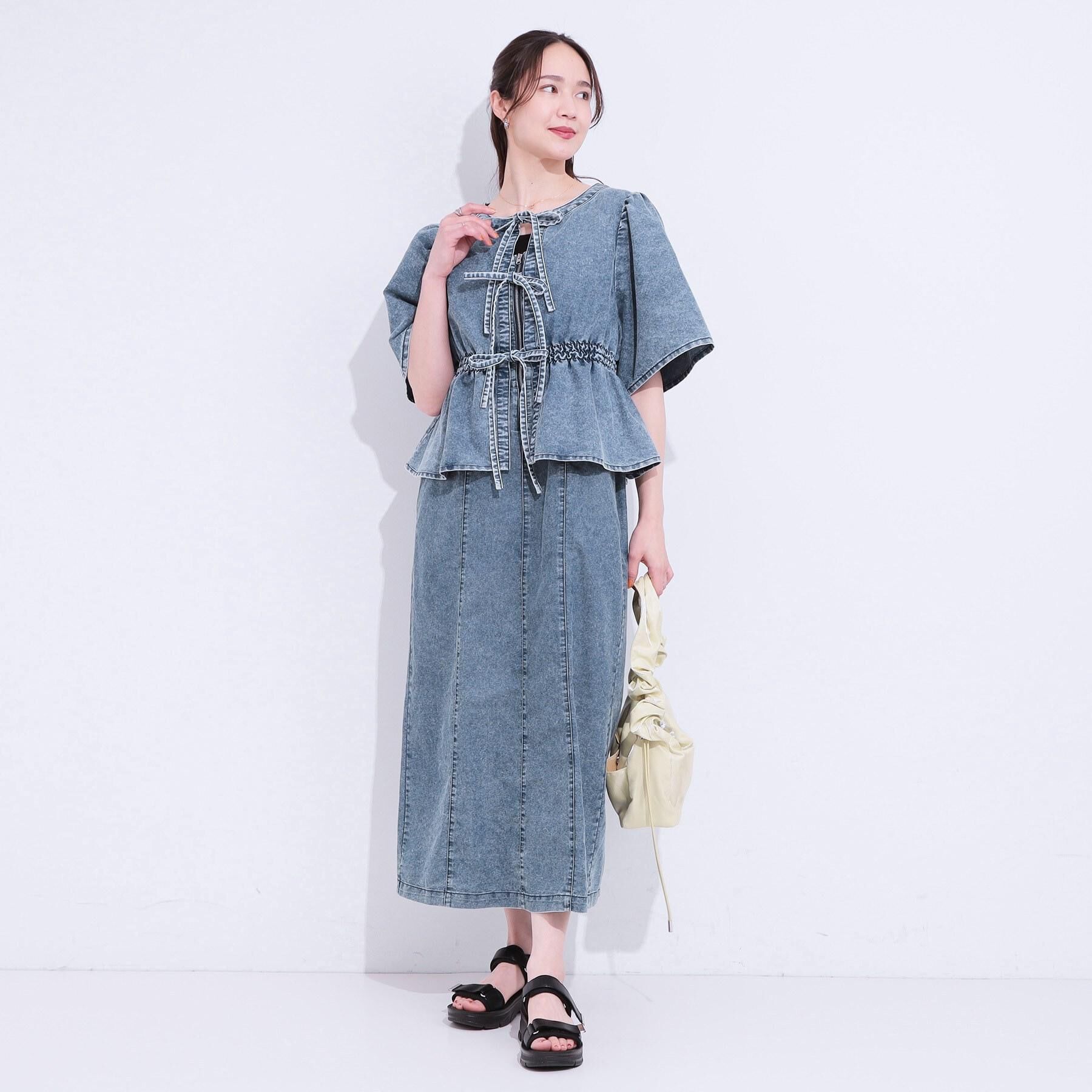 SHOO･LA･RUE「【S-LL/セットアップ可】ライトオンスデニム ZIPキャミワンピース」|ワンピース|