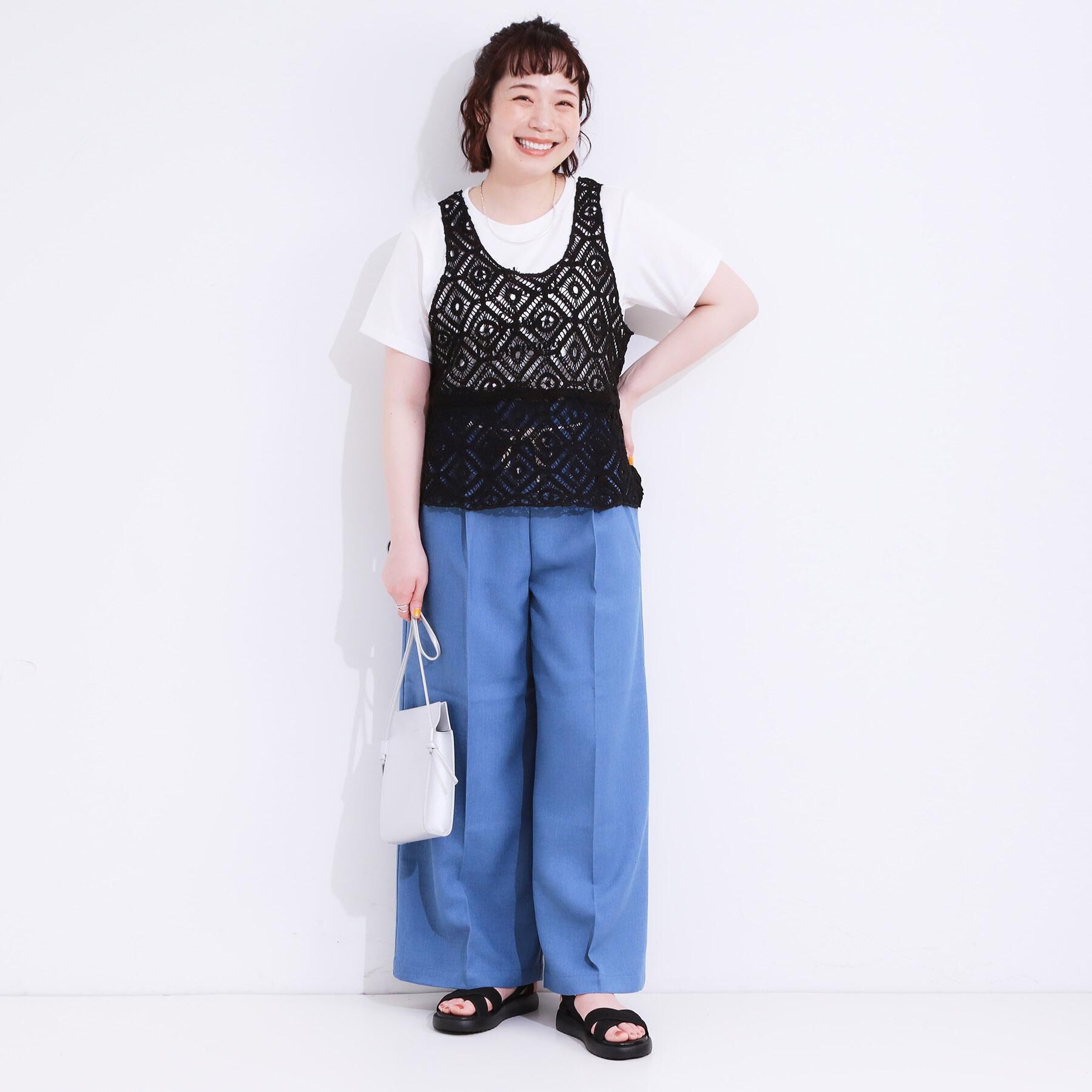SHOO･LA･RUE「【S-LL】きれいにスタイルアップ ロープ紐使いワイドパンツ」|その他|