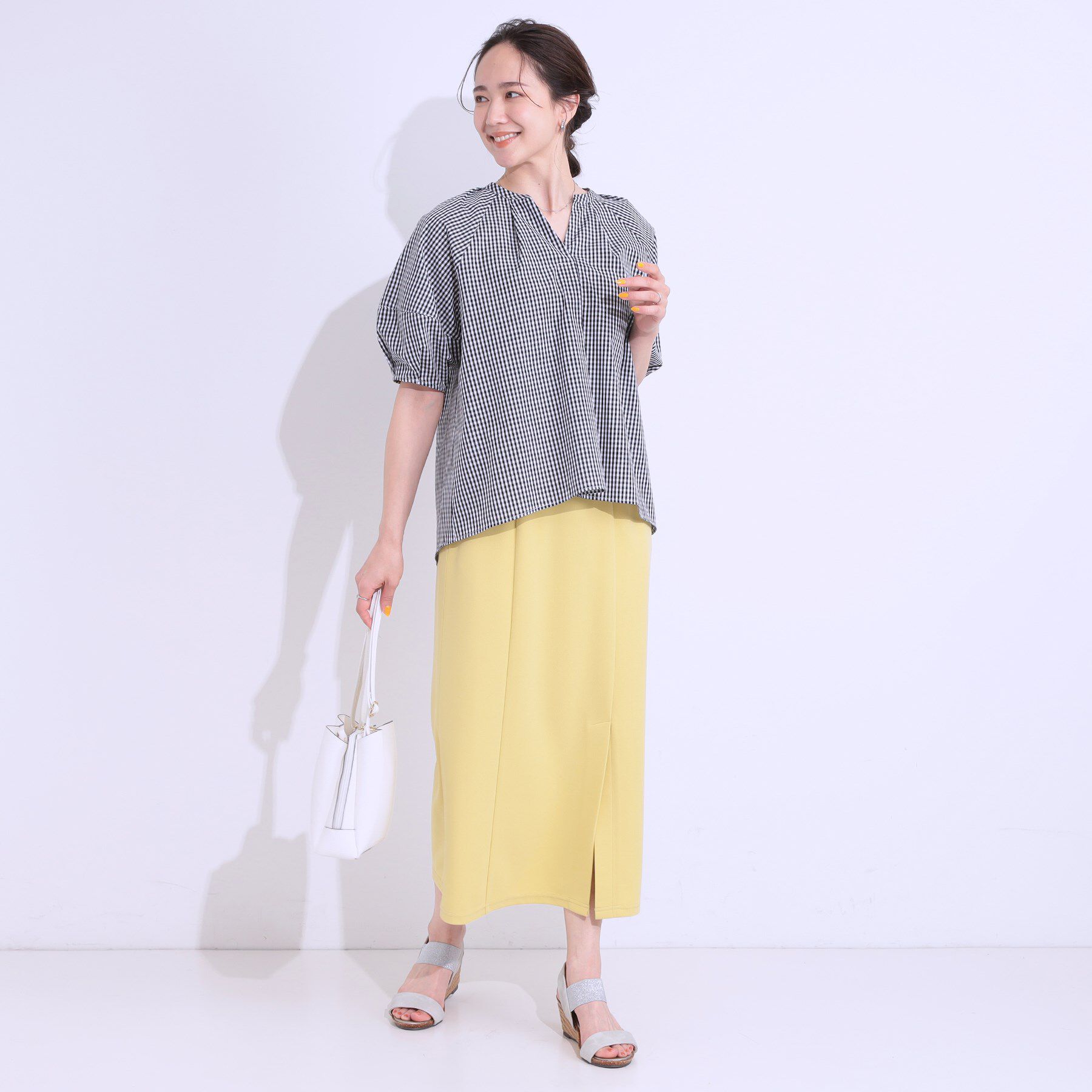 SHOO･LA･RUE「【洗える/S-LL】洗濯後しわになりにくい 5分袖スキッパーブラウス」|シャツ・ブラウス|