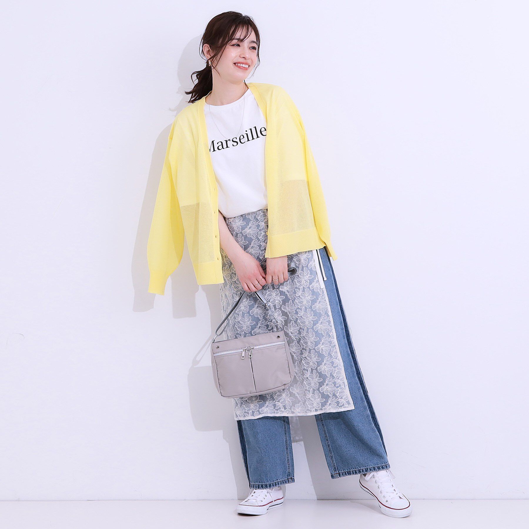 SHOO･LA･RUE「【洗える】ナチュラルなシアー感が魅力 Vネックカーディガン」|カーディガン|