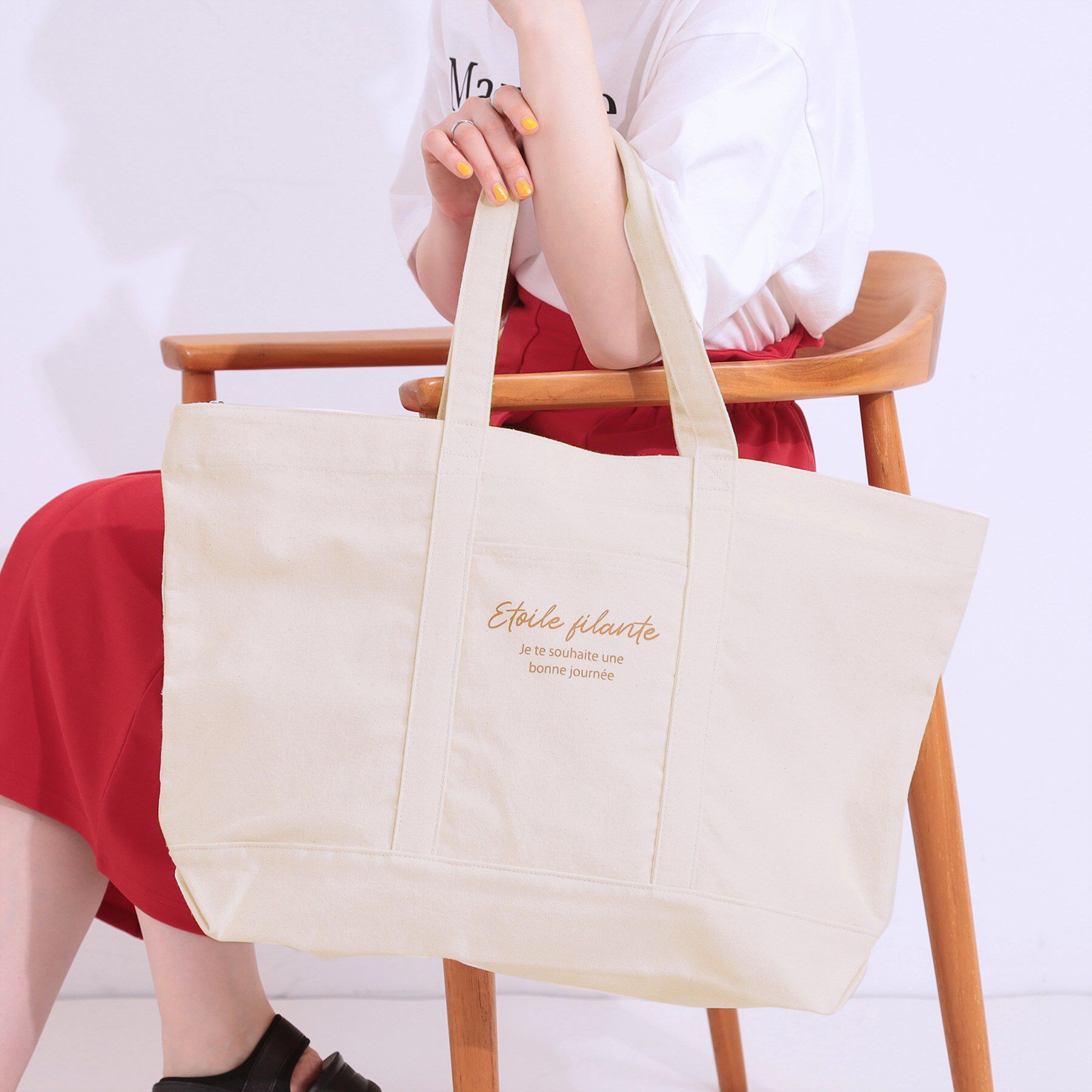 SHOO･LA･RUE「ビッグハンププリントトートバッグ」|トートバッグ|アイボリー(004)