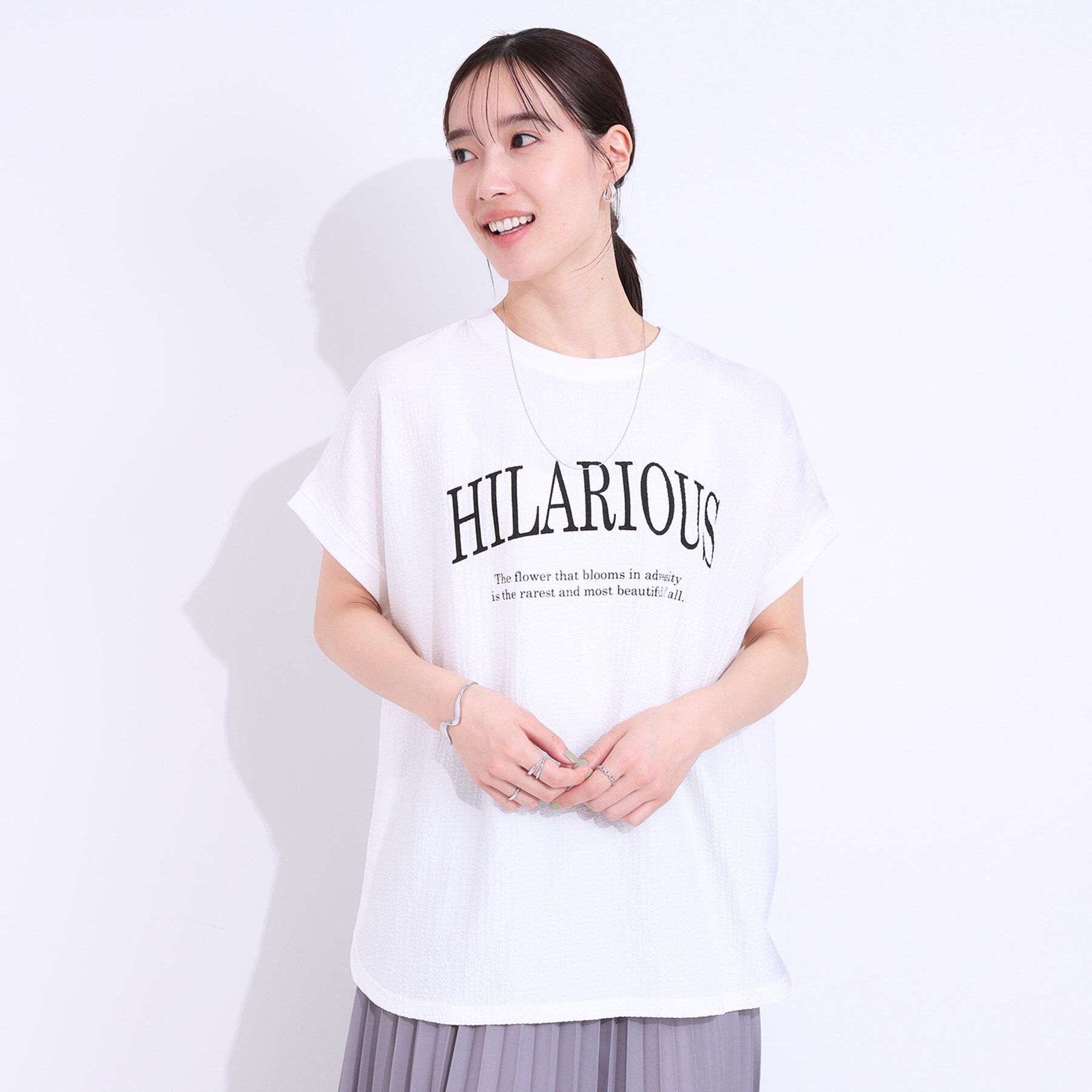 SHOO･LA･RUE「【洗える】ぽこぽこフレンチスリーブTシャツ」|Tシャツ・カットソー|