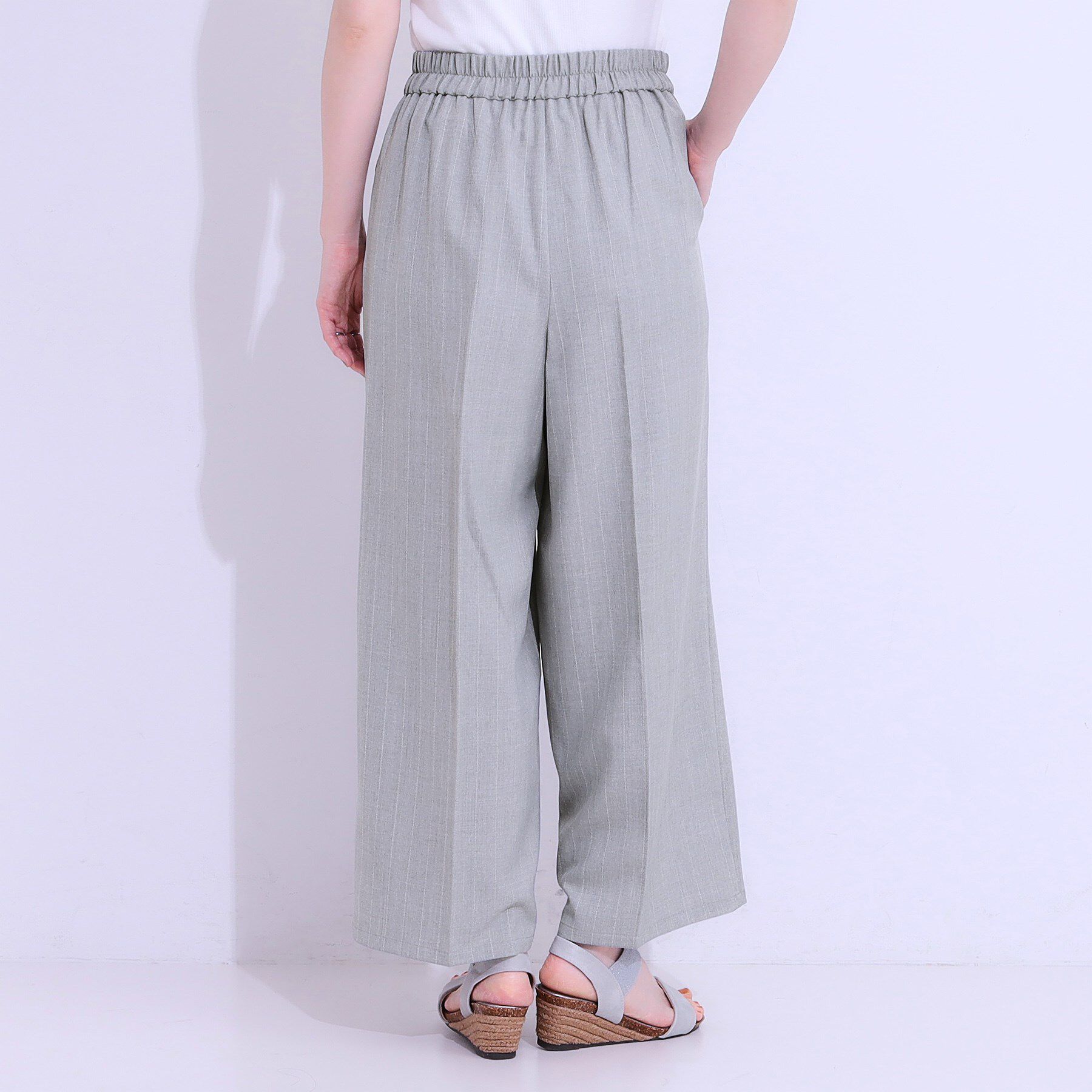 SHOO･LA･RUE「【セットアップ可】麻調ストライプワイドパンツ」|その他|