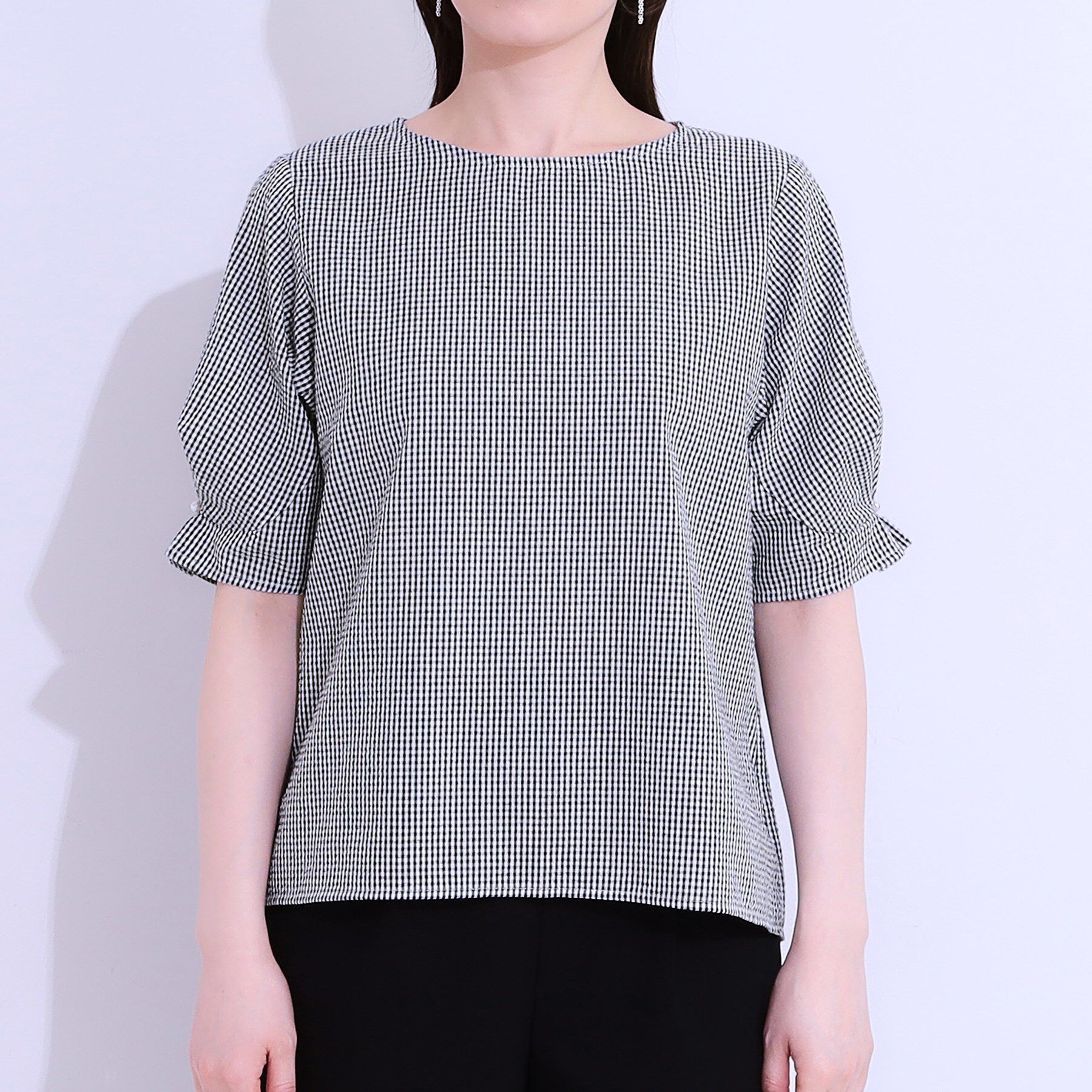 SHOO･LA･RUE「【S-LL/セットアップ可/5分袖】涼しくこなれる お袖タックブラウス」|シャツ・ブラウス|