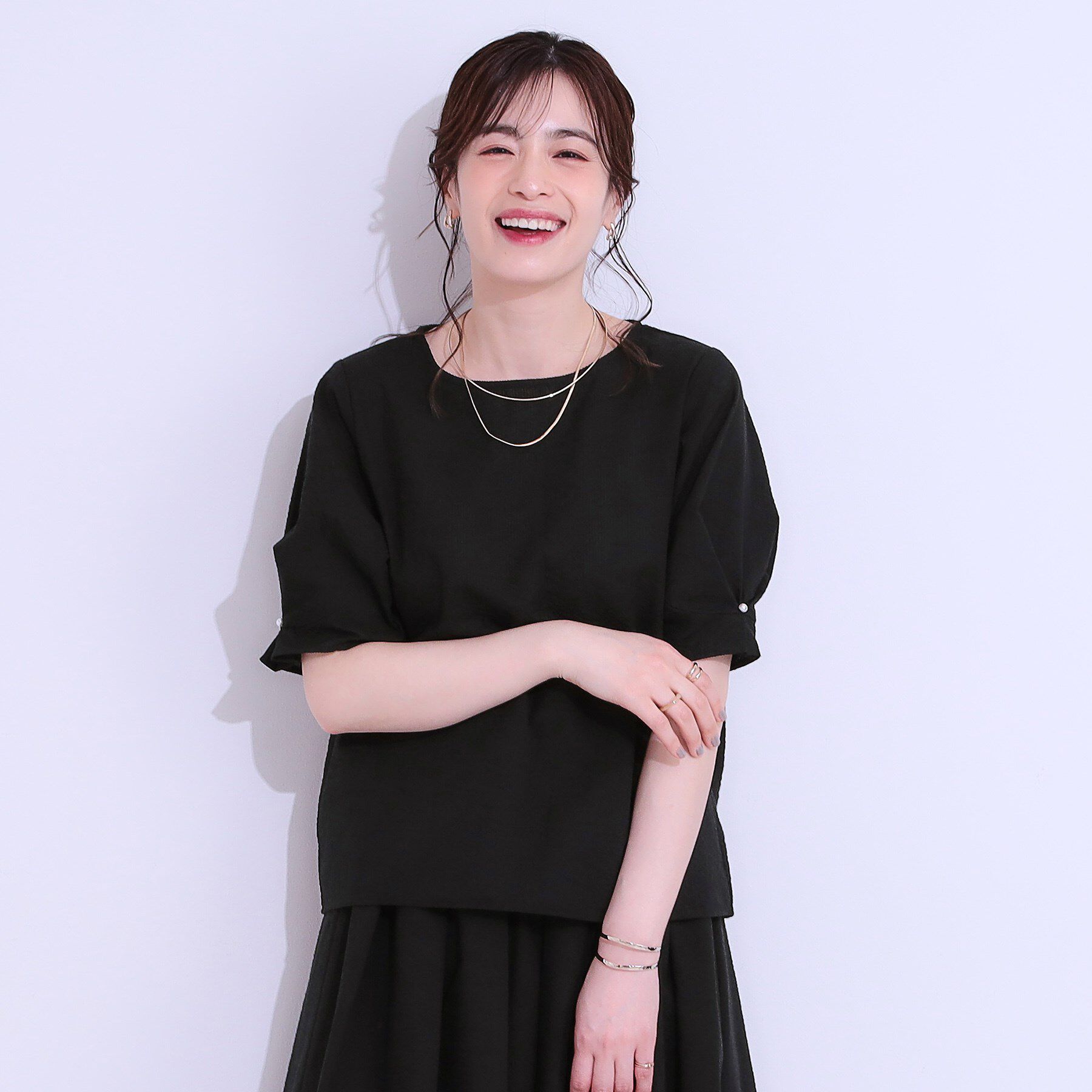 SHOO･LA･RUE「【S-LL/セットアップ可/5分袖】涼しくこなれる お袖タックブラウス」|シャツ・ブラウス|