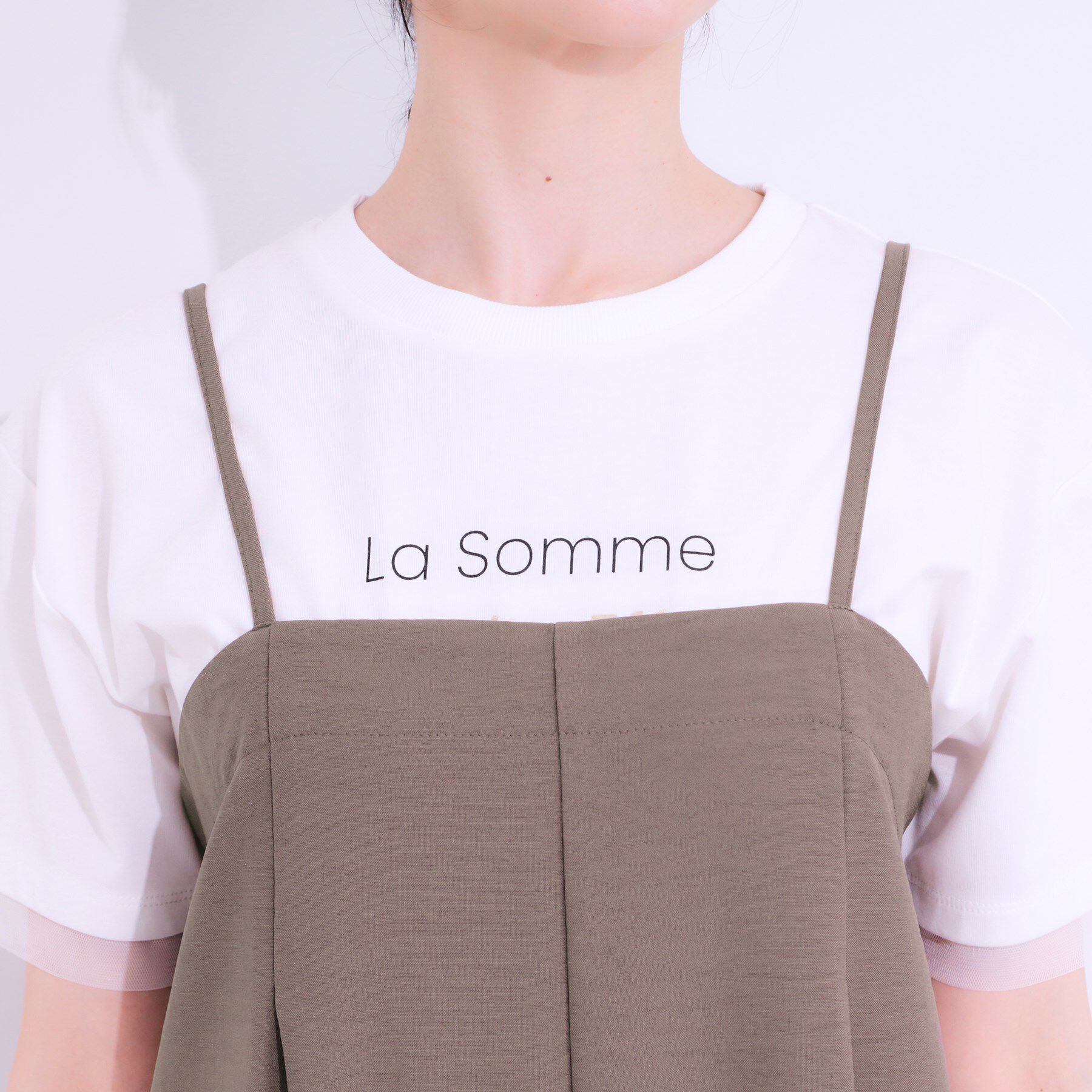 SHOO･LA･RUE「【S-LL】Iラインですっきり見え 大人見えサロペット」|オールインワン|