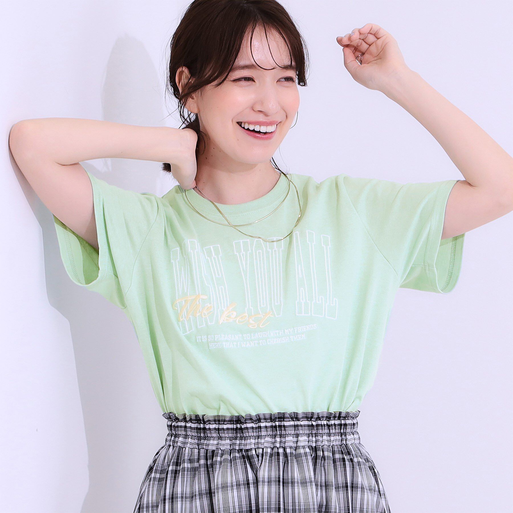 SHOO･LA･RUE「【S-LL】選べる4柄 デザイン刺繍アソートTシャツ」|Tシャツ・カットソー|ライトグリーン(32