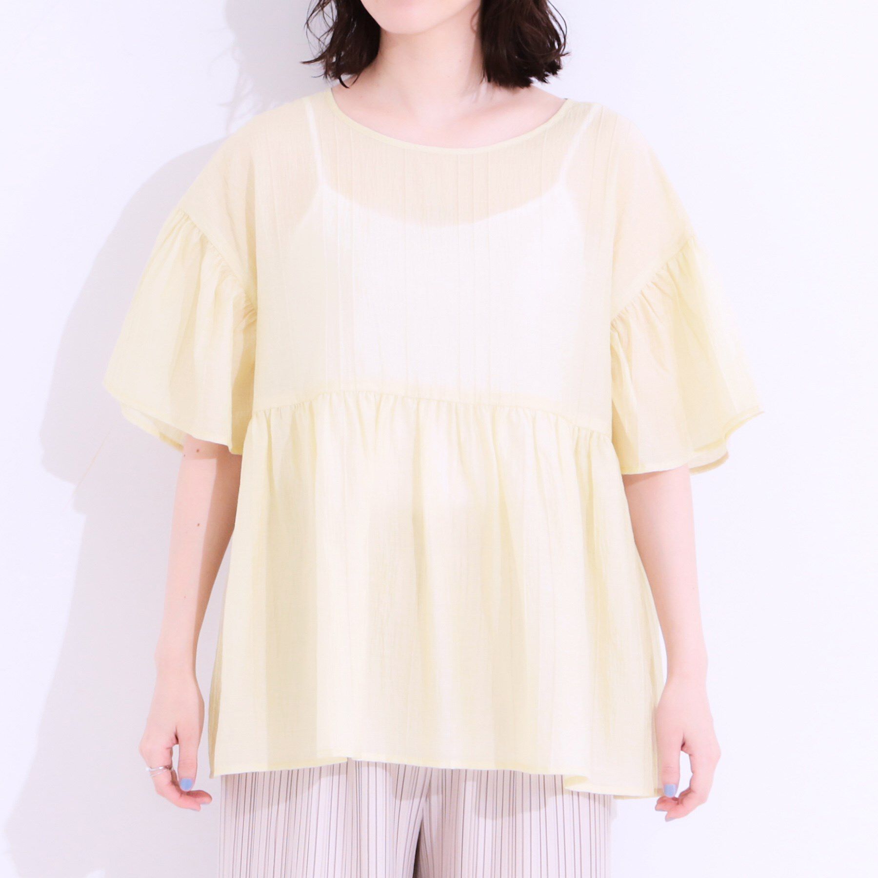 SHOO･LA･RUE「【S-LL】ふわっと揺れる ペプラムデザインブラウス」|シャツ・ブラウス|