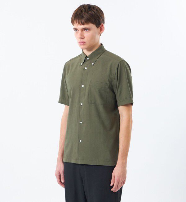MACKINTOSH PHILOSOPHY「【WEB&一部店舗限定】トロッター スクエアボタンダウン半袖シャツ サッカーストライプ」|シャツ・ブラウス|