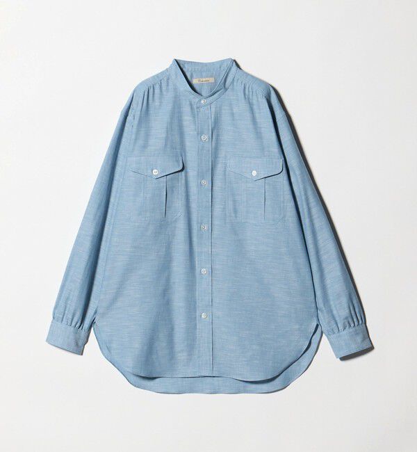UNITED ARROWS「＜Camoshita＞シャンブレー バンドカラー シャツ」|シャツ・ブラウス|LT.BLUE
