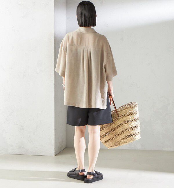 SHIPS for women「〈手洗い可能〉麻調 メッシュ 半袖 ビッグ シャツ」|シャツ・ブラウス|