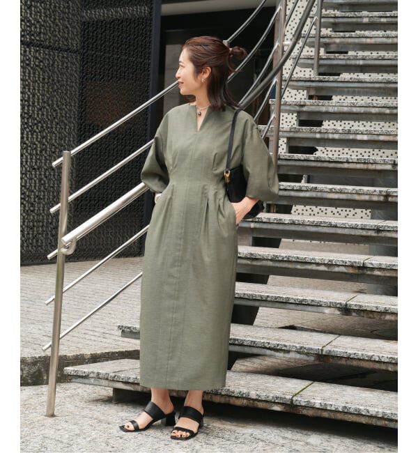 VERMEIL par iena「《一部WEB限定予約》FLAXASA jewel ox ウエストシェイプワンピース」|ワンピース|