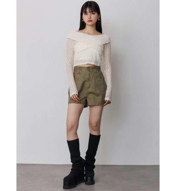 MURUA「レースカシュクールオフショルトップス」|Tシャツ・カットソー|