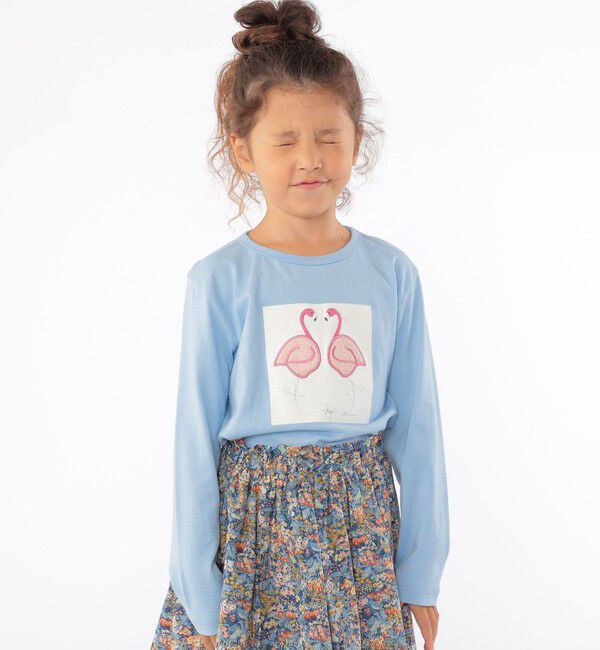 SHIPS KIDS「SHIPS KIDS:100～130cm / ツイン バード フェイクファー 長袖 TEE」|Tシャツ・カットソー|