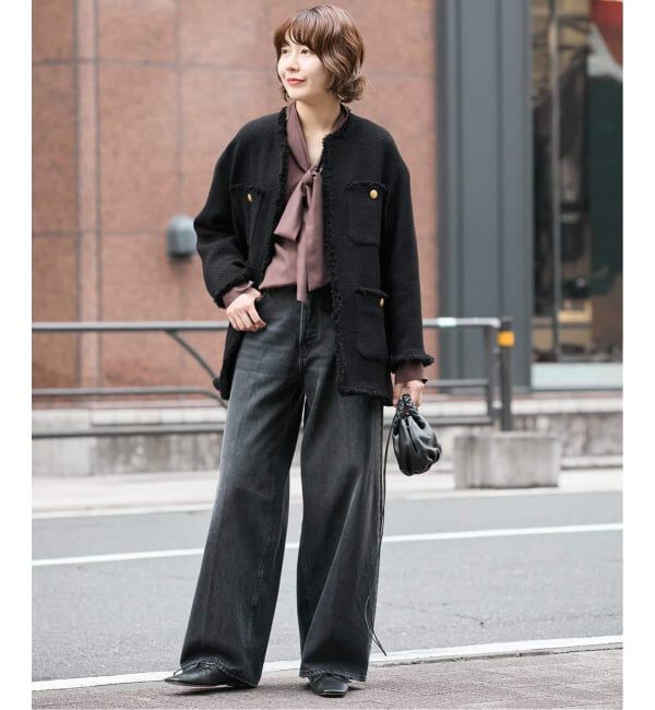 journal standard L'essage「《追加2》GIOLICAツイードBIGジャケット」|ノーカラージャケット|