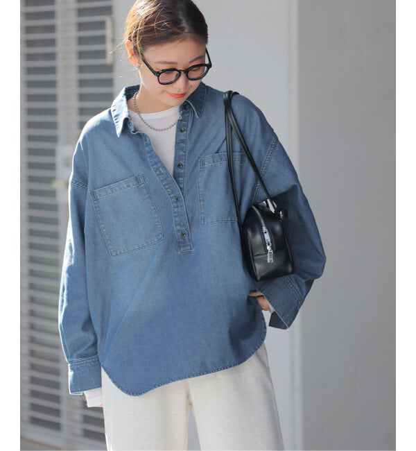 JOURNAL STANDARD relume「《WEB限定追加2》デニムプルオーバーシャツ」|シャツ・ブラウス|ネイビー