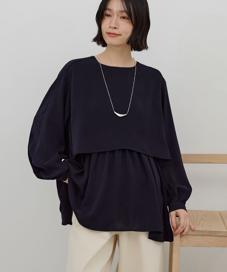 AMERICAN HOLIC「【イージーケア】Wクロスティアードブラウス」|シャツ・ブラウス|Dark Navy