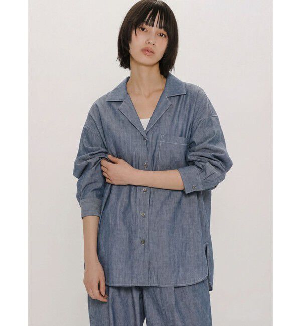 MIDIUMISOLID「MIDIUMISOLID for Ladies シアーデニムオープンカラーシャツ(BLEACH)」|シャツ・ブラウス|