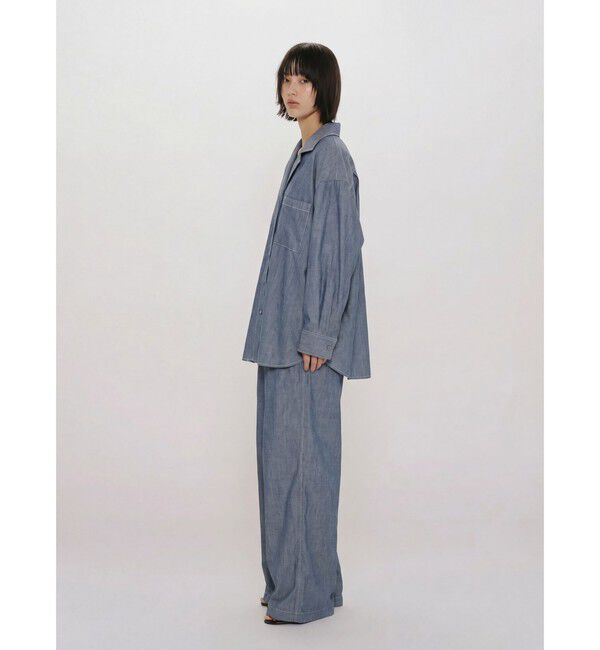 MIDIUMISOLID「MIDIUMISOLID for Ladies シアーデニムオープンカラーシャツ(BLEACH)」|シャツ・ブラウス|