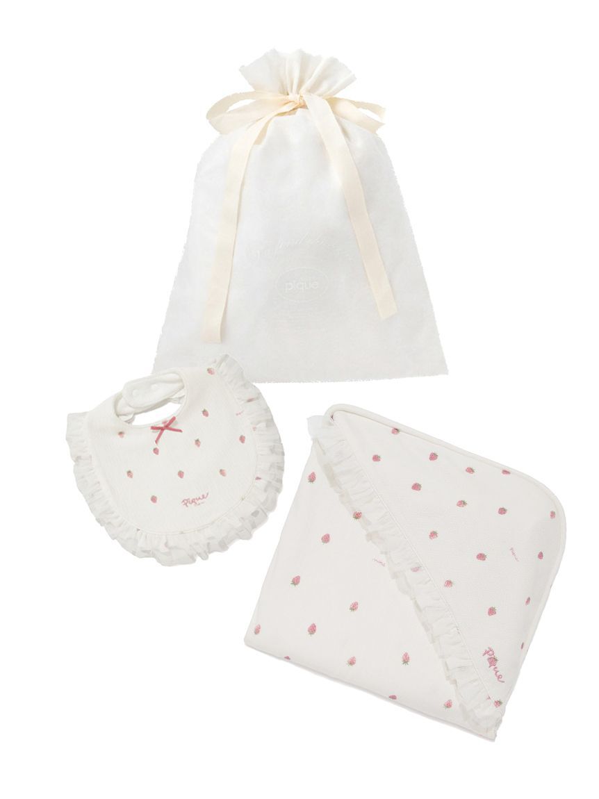 GELATO PIQUE KIDS & BABY「【ラッピング済み】【BABY】ストロベリー柄チュールブランケット&スタイSET」|その他ベビー用品|OWHT