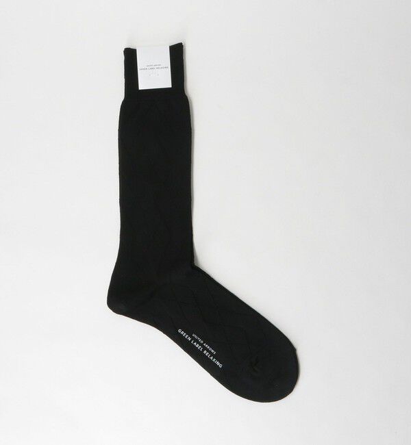 UNITED ARROWS green label relaxing「シルケット アーガイル ドレスソックス」|ソックス|BLACK