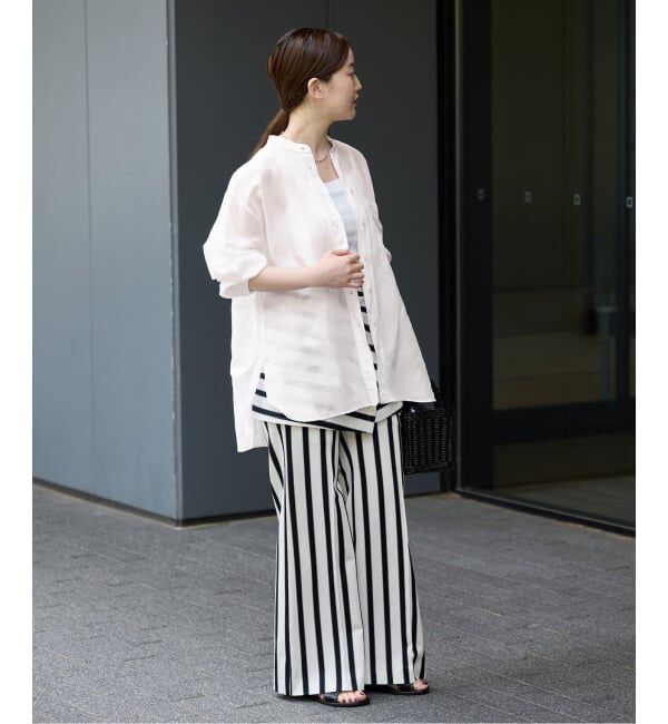 IENA「《一部カラーWEB限定》ラミーリヨセルバンドカラーシャツ」|シャツ・ブラウス|