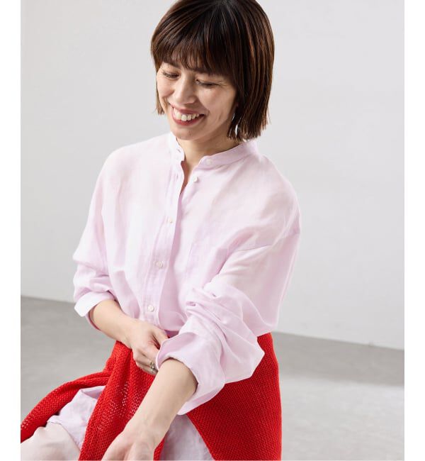 IENA「《一部カラーWEB限定》ラミーリヨセルバンドカラーシャツ」|シャツ・ブラウス|