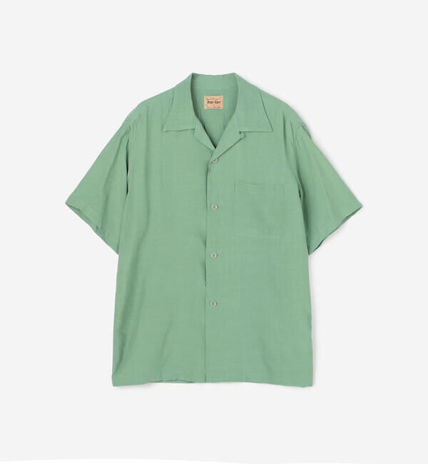  「STYLE EYES | 〈別注〉レーヨン ボウリングシャツ PLANE WOMEN」|シャツ・ブラウス|GREEN系1