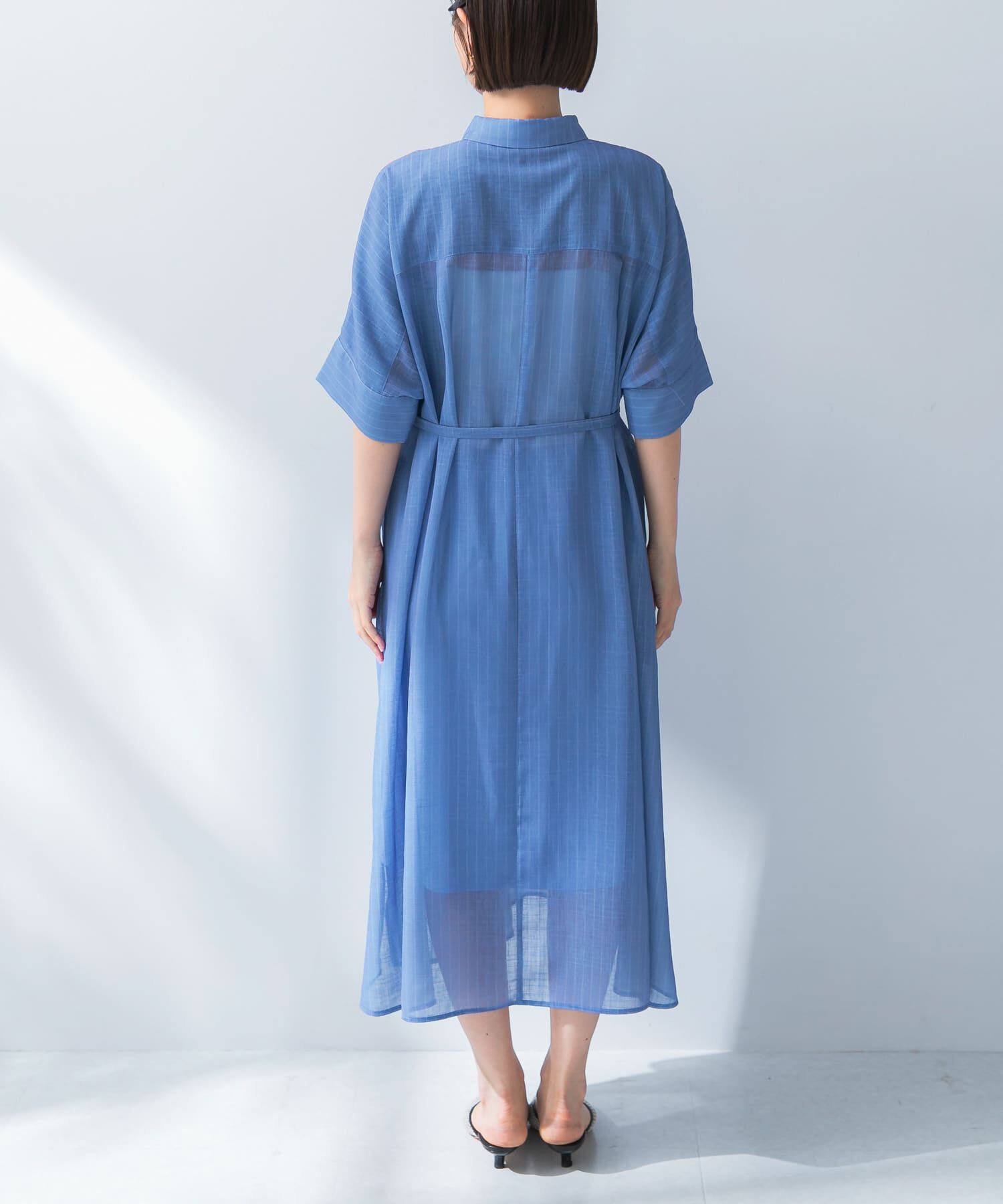 URBAN RESEARCH ROSSO「セミシアー5分袖シャツワンピース」|ワンピース|