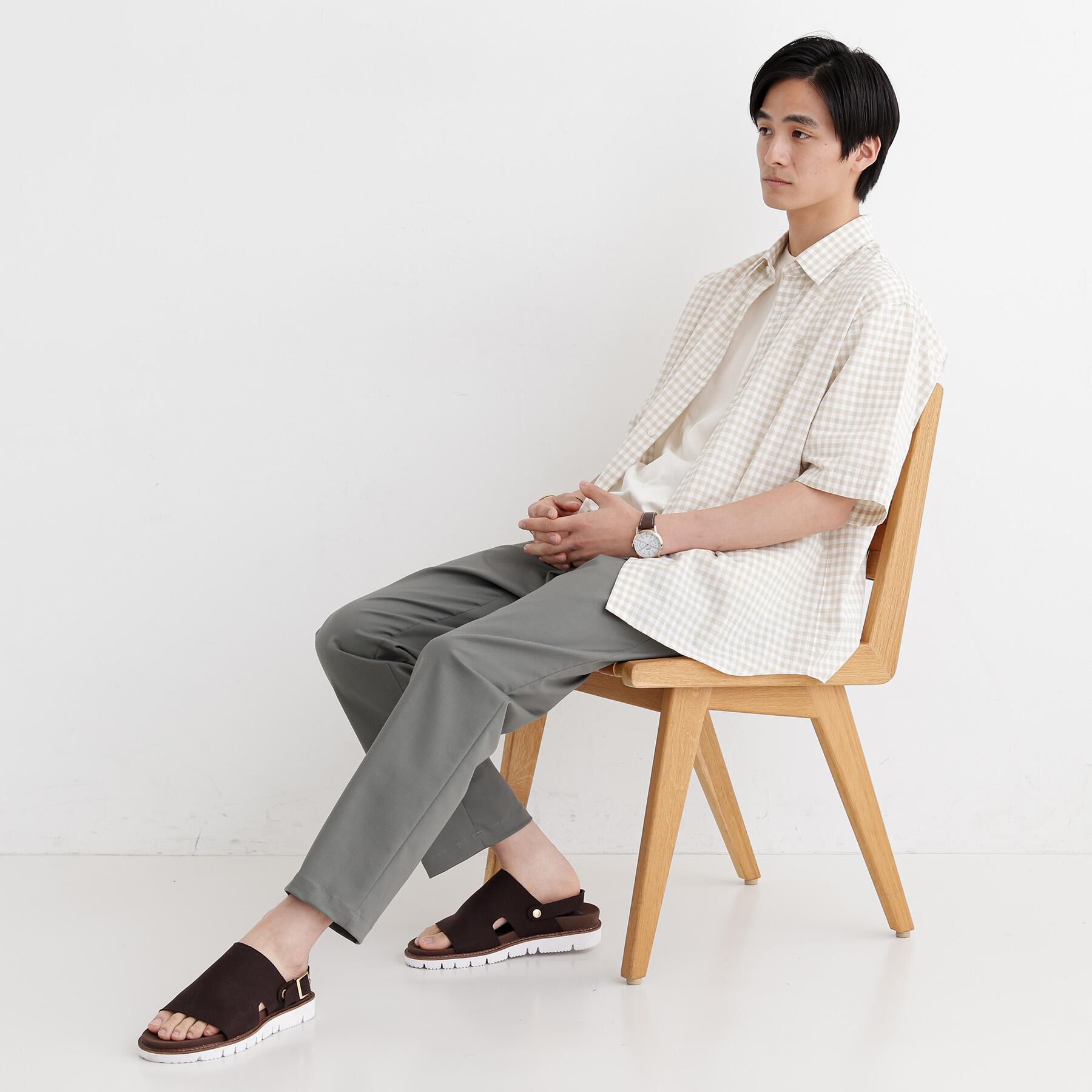 TAKEO KIKUCHI「【LIMITED】ワンポイント刺繍 綿麻チェック 半袖シャツ」|シャツ・ブラウス|