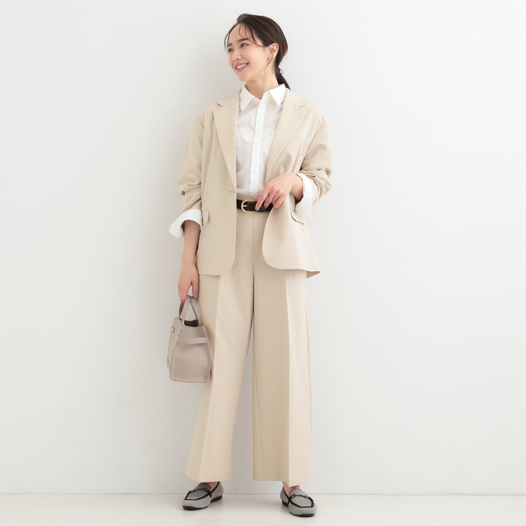 SHOO･LA･RUE「【洗濯機可/セットアップ可/UV/SS-LL】きちんとリラックス きれい見えワイドパンツ」|その他|