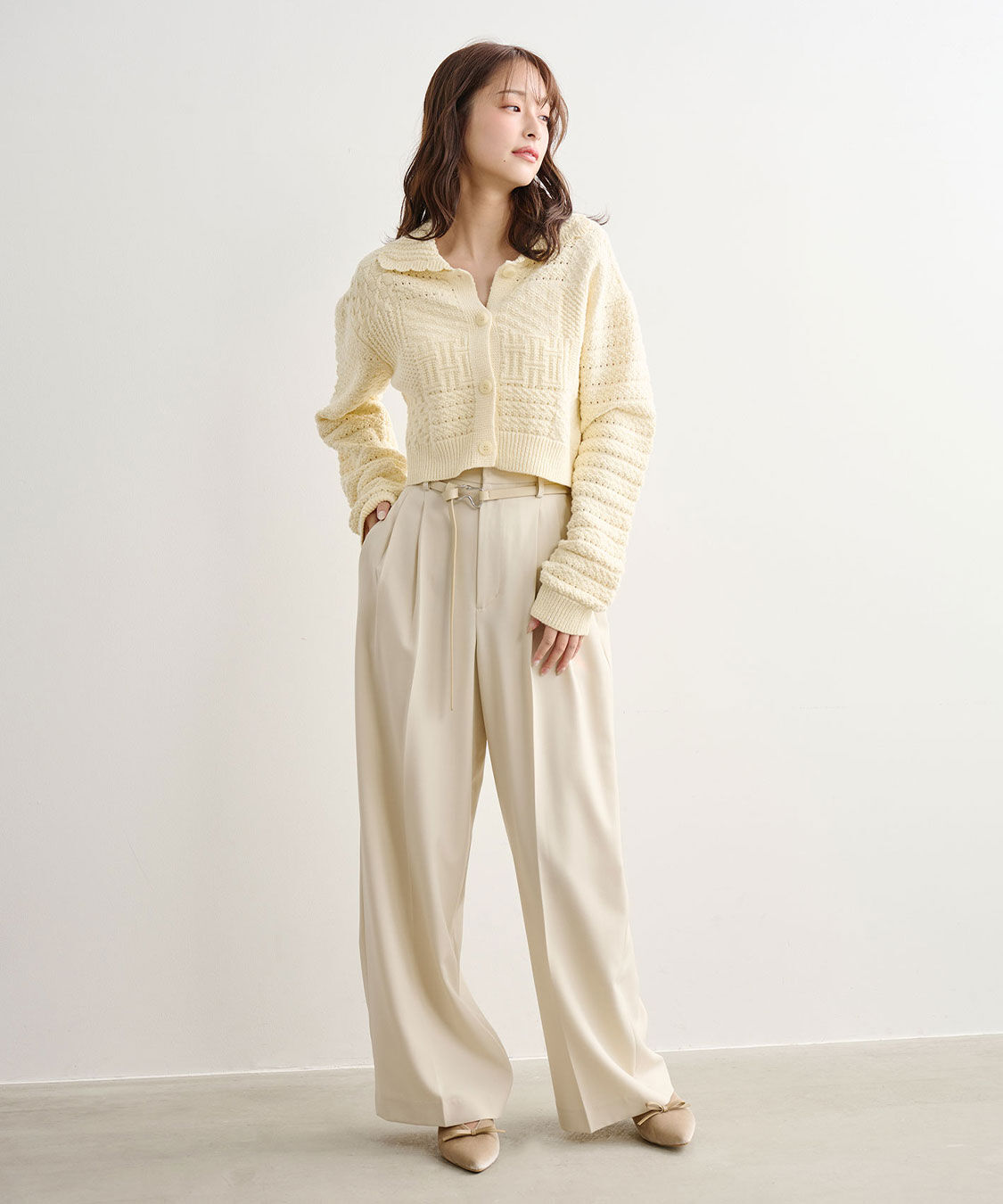 COCO DEAL「モチーフベルト付きワイドパンツ」|スラックス|