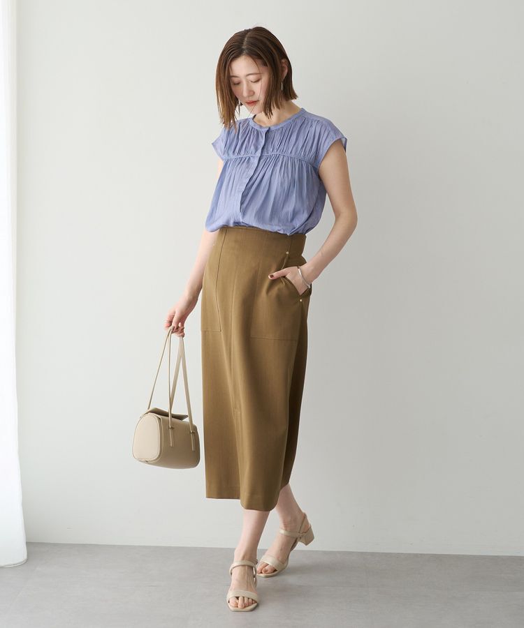 YECCA VECCA「<<接触冷感>>フレンチスリーブギャザーブラウス」|シャツ・ブラウス|