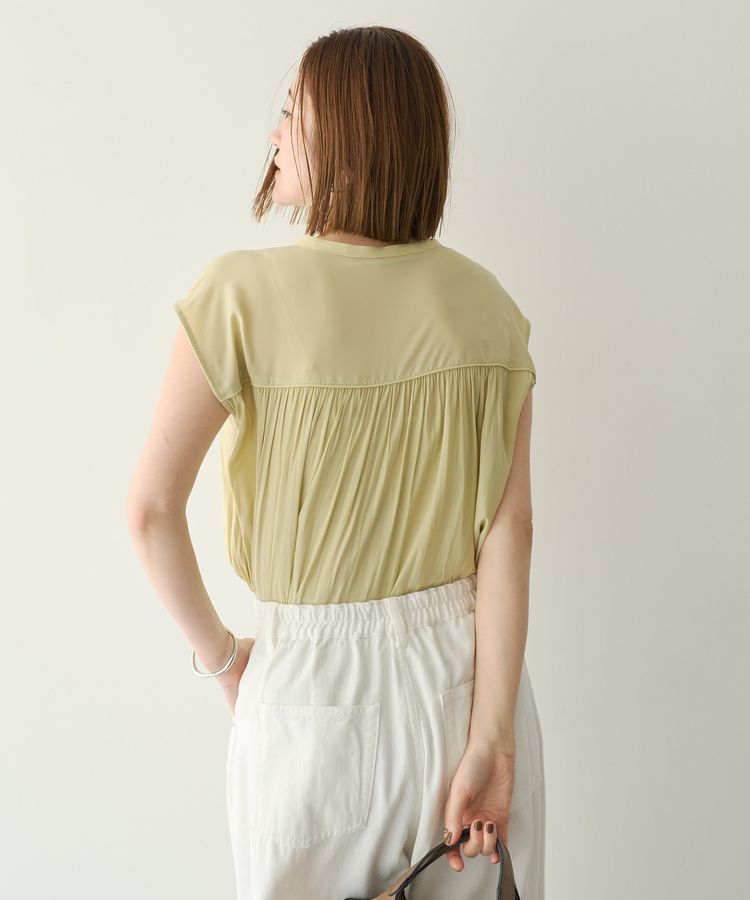 YECCA VECCA「<<接触冷感>>フレンチスリーブギャザーブラウス」|シャツ・ブラウス|