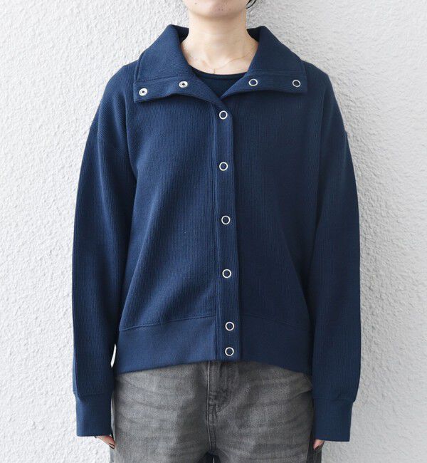SHIPS any「SHIPS any:〈手洗い可能〉サカリバ スナップ スタンドカラー ブルゾン カットソー」|Tシャツ・カットソー|