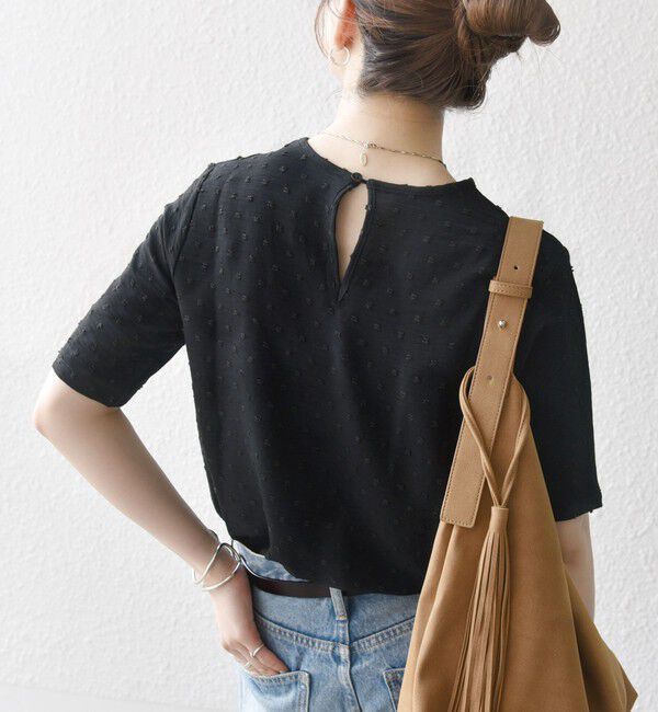 SHIPS any「SHIPS any:〈洗濯機可能〉カットドビー ジャージー クルーネック TEE」|Tシャツ・カットソー|ブラック