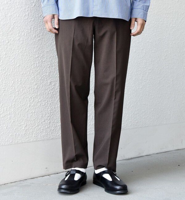 SHIPS any「SHIPS any:〈吸水速乾〉Rapidry クリース アンクル テーパード イージーパンツ (セットアップ対応)26SS◇」|スラックス|ブラウン