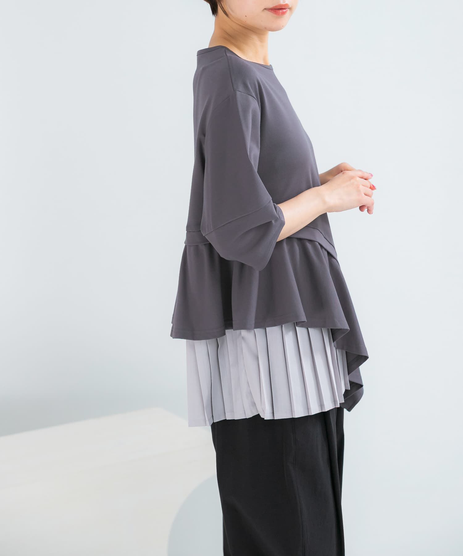 URBAN RESEARCH ROSSO「ELENDEEK　SLIDE FLARE DOCKING CUT AND SEWN」|Tシャツ・カットソー|