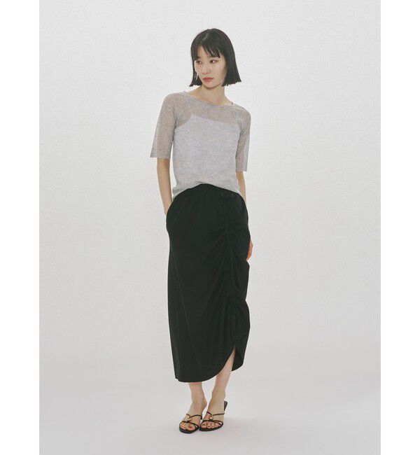 MIDIUMISOLID「MIDIUMISOLID for Ladies リブスクエアラウンドネックプルオーバー」|ニット・セーター|