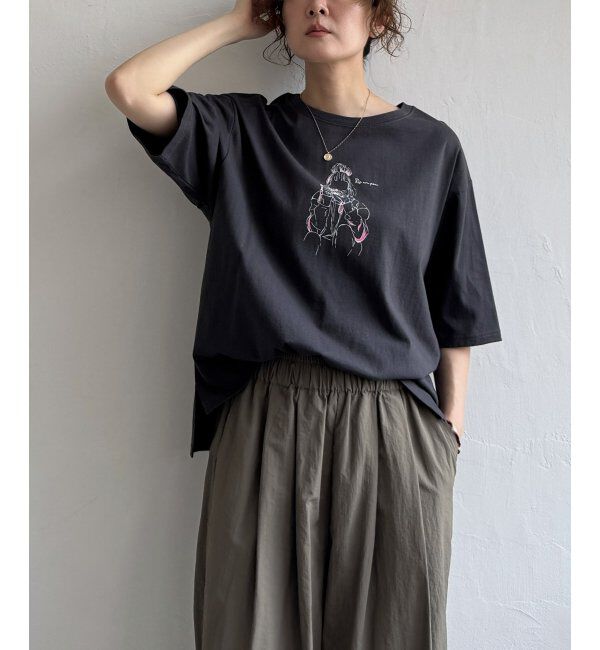 Lbc with Life「GirlプリントビッグTシャツ」|Tシャツ・カットソー|チャコール