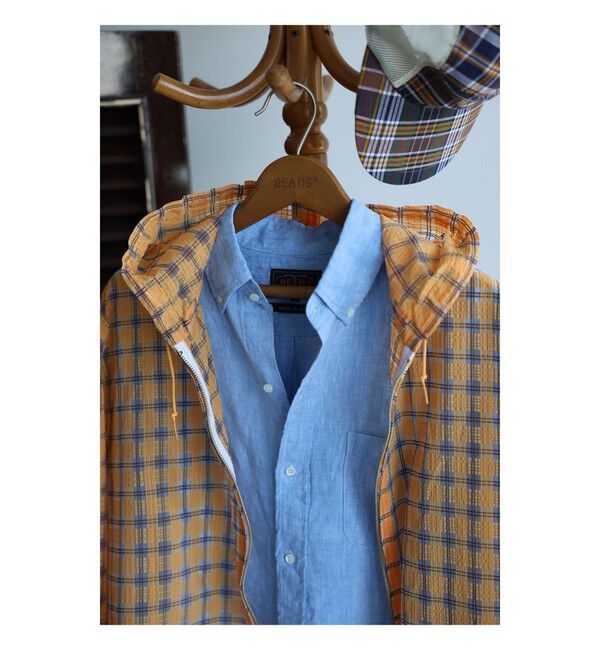 BEAMS PLUS「Swing Jacket Hoodie Nylon Airy Plaid」|ブルゾン・スタジャン|