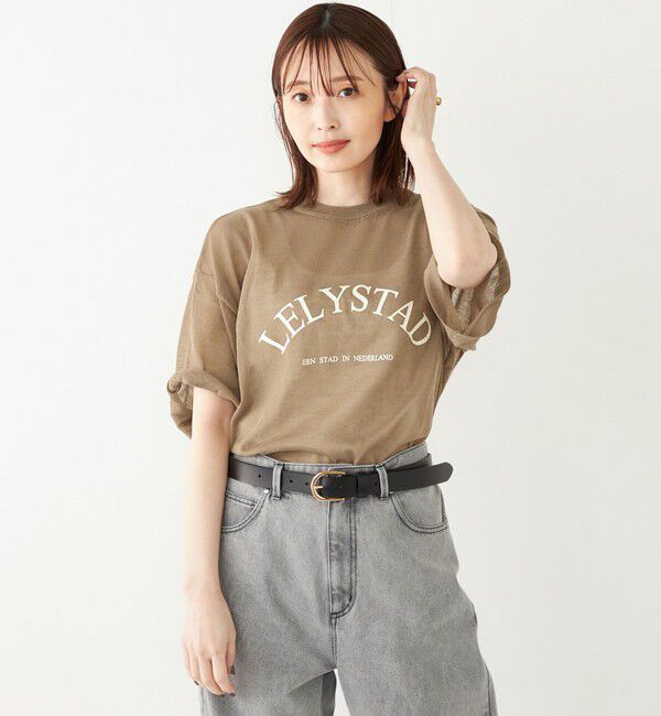 SHIPS Colors 「SHIPS Colors:〈手洗い可能〉シアー ロゴ ニット TEE」|ニット・セーター|カーキ