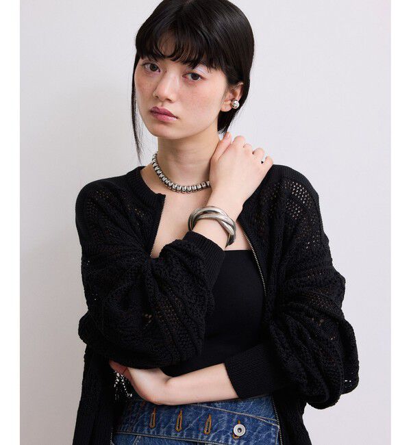ADAM ET ROPE'「【WEB限定】パターンニットブルゾン」|カーディガン|