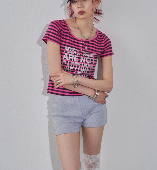  「【WEB限定】メッセージヘンリーリングドット TEE」|Tシャツ・カットソー|