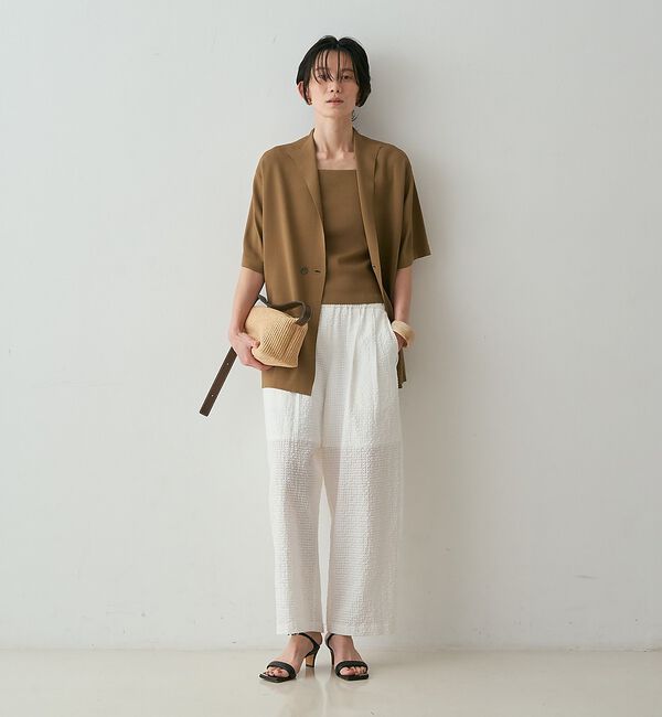 qualite「【セットアップ対応】シアーギンガムクロップドパンツ【予約】」|その他|