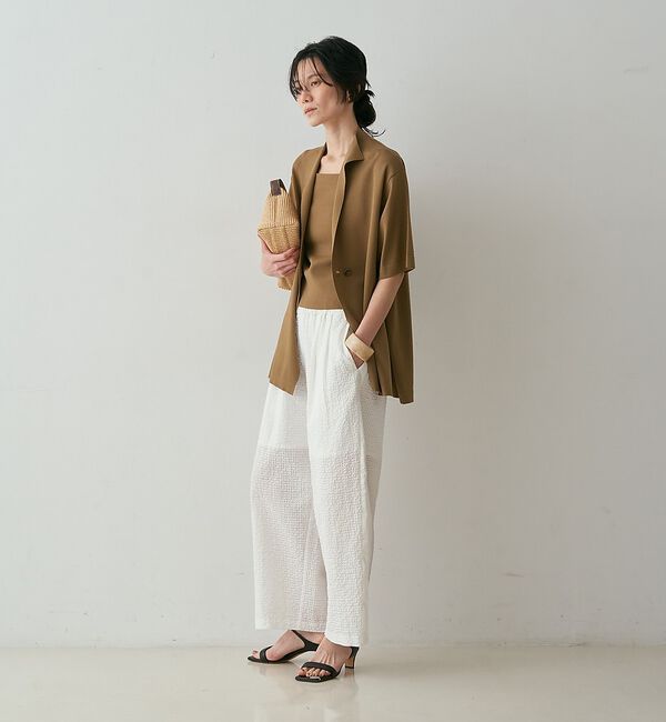 qualite「【セットアップ対応】シアーギンガムクロップドパンツ【予約】」|その他|