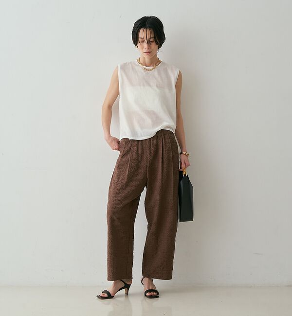 qualite「【セットアップ対応】シアーギンガムクロップドパンツ【予約】」|その他|