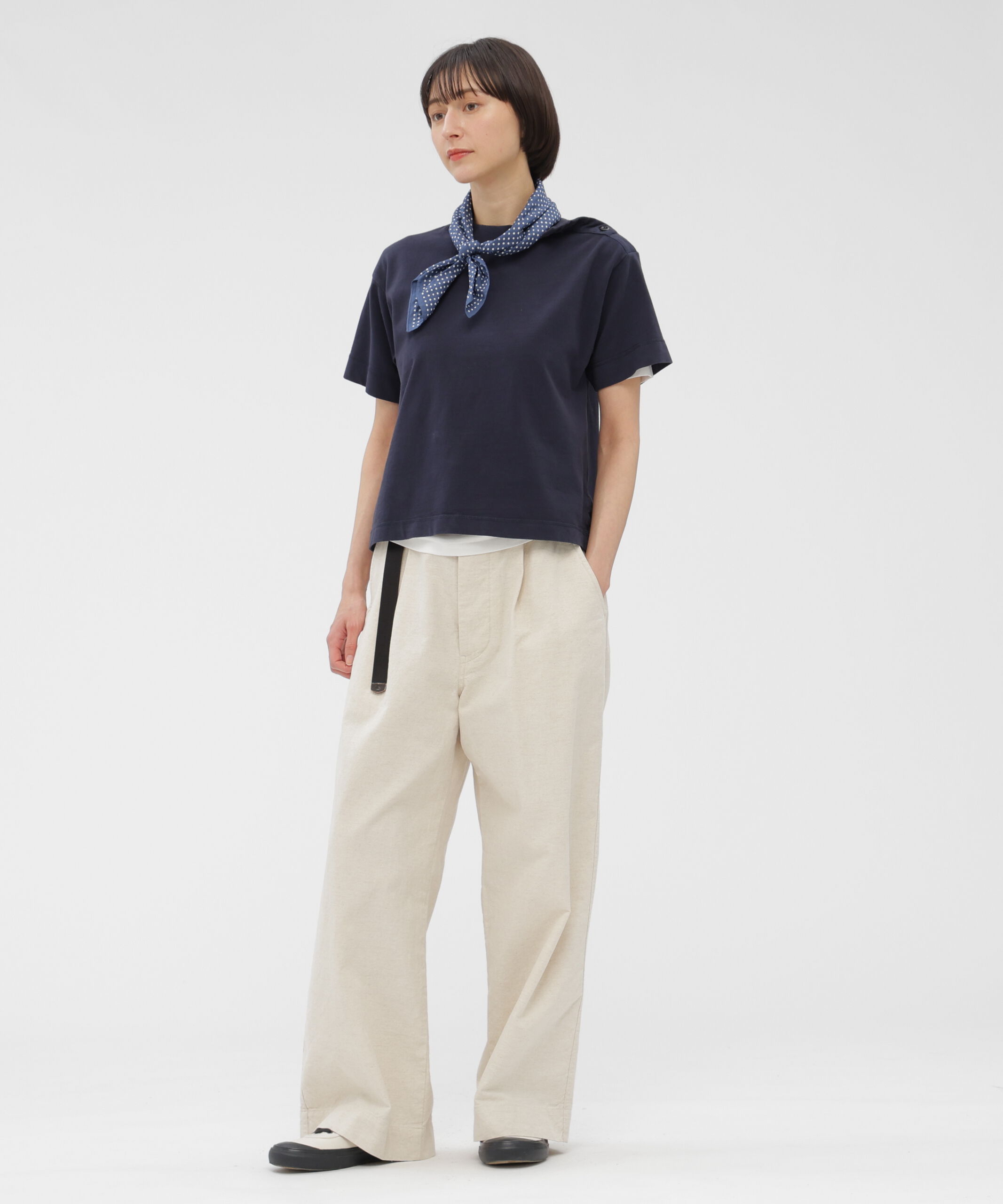 MHL.「GARMENT DYED TOUGH COTTON LINEN JERSEY TOP」|Tシャツ・カットソー|